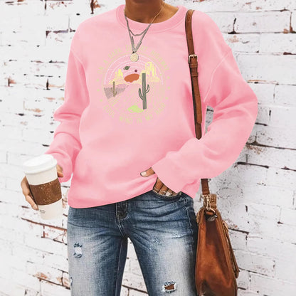 Printed loose hoodie for women