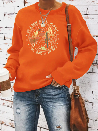 Printed loose hoodie for women