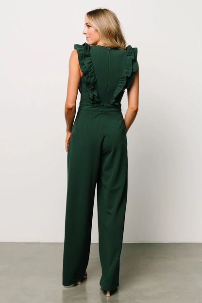 Descanso Ruffle Jumpsuit | Dark Green