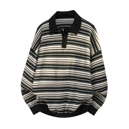 Striped collar sweater for men