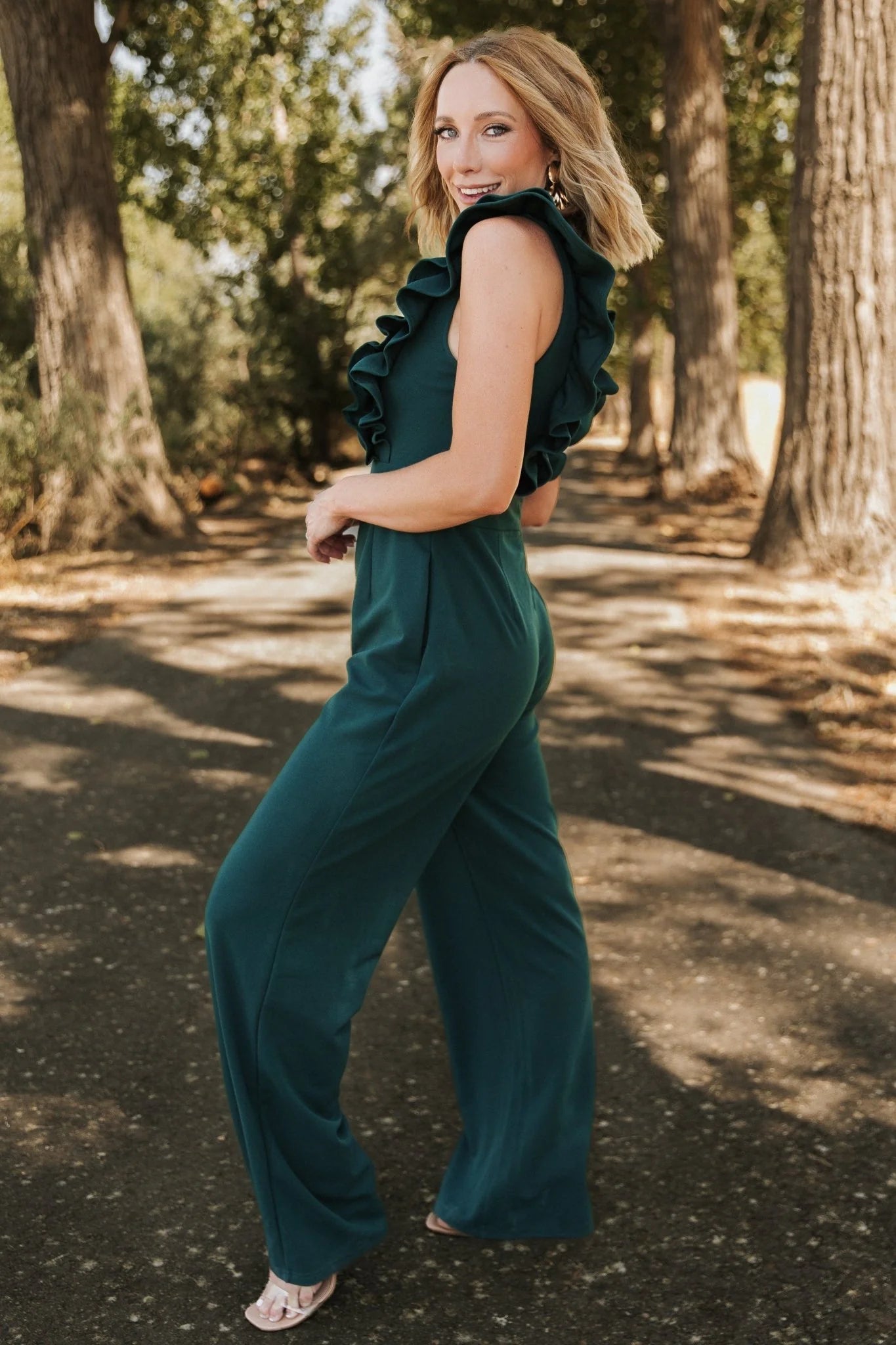 Descanso Ruffle Jumpsuit | Dark Green